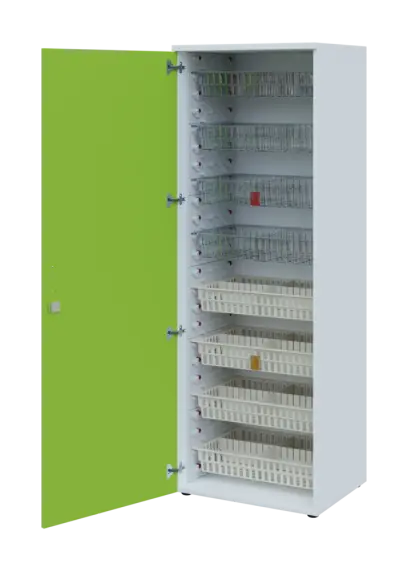 EUROMEDICA D - 66/M skříň léková boxová, 1-dveřová, levá, 1950x660x535, korpus bílý, dvířka jarní zeleň